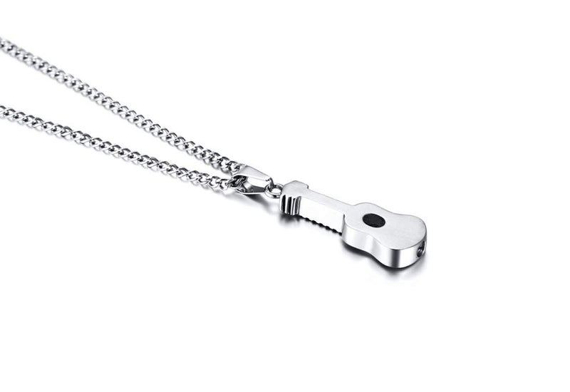 VNOX Set for 5-Keepsake Memorial Jewelry Stainless Steel Guitar Shape Cremation Ash Urn Pendant Necklace - Image 3